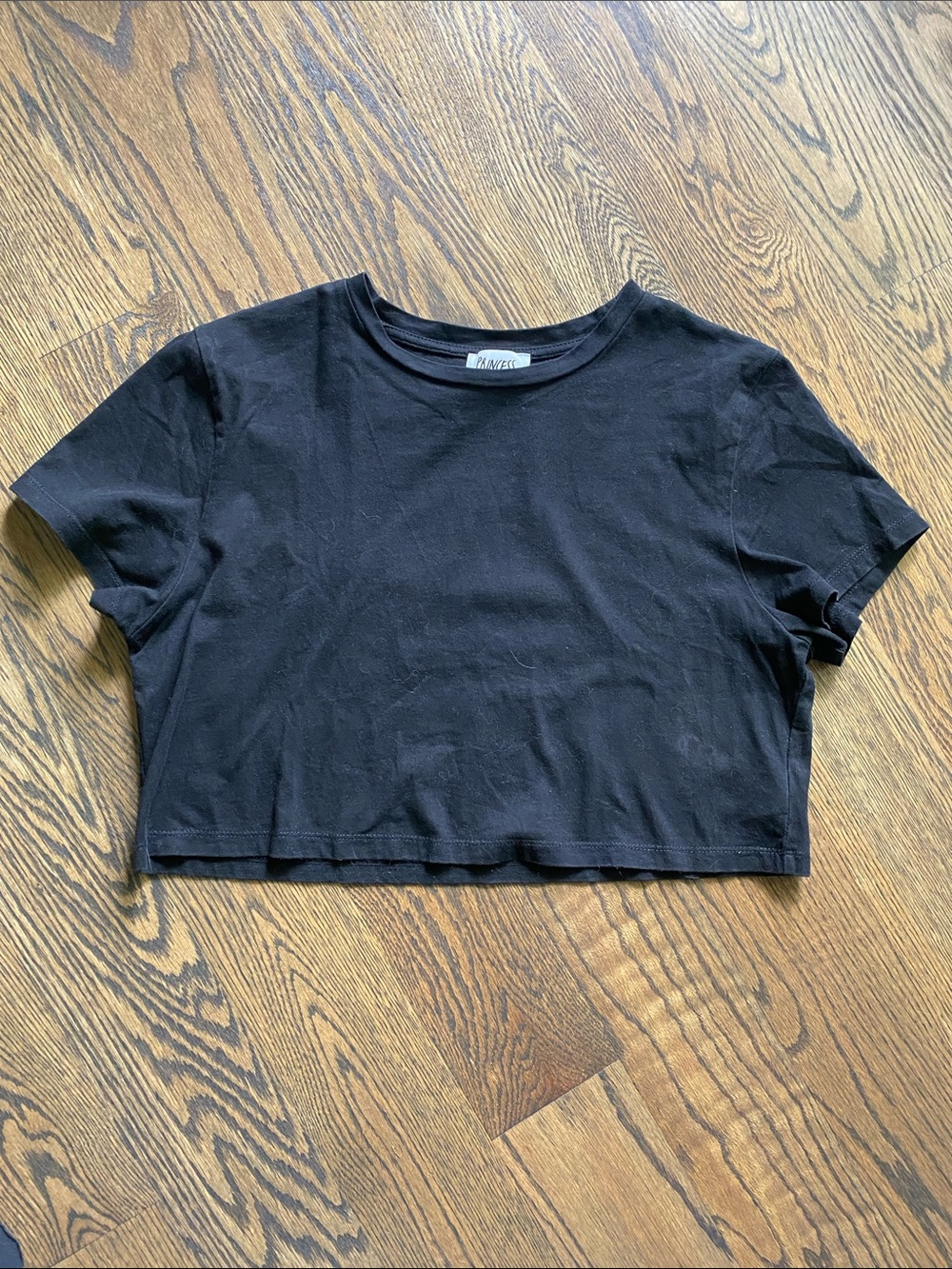 Princess Polly Black Cropped Crew Tee